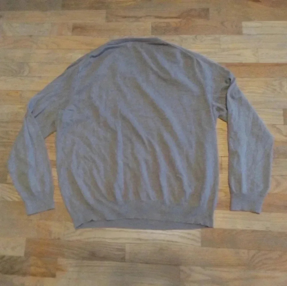 J. Crew Cashmere Cotton Lightweight Tan Light Brown Minimalist V Neck Sweater XL - Picture 8 of 9